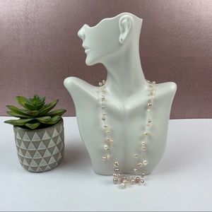 CN Gold Pearl White Pink Strand Beaded Necklace Women Jewelry Beautiful